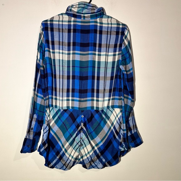 NWT Talbots Shirt Women’s Button Back Kasey Plaid Blue White Top Size Small - Picture 2 of 10